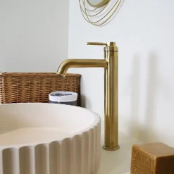 Essebagno Mitigeur de lavabo haut Or brossé Art Deco