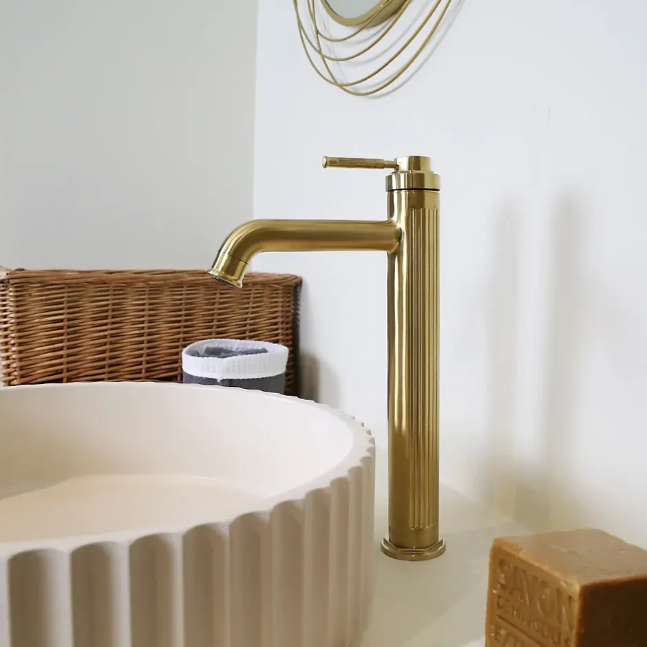 Essebagno Mitigeur de lavabo haut Or brossé Art Deco