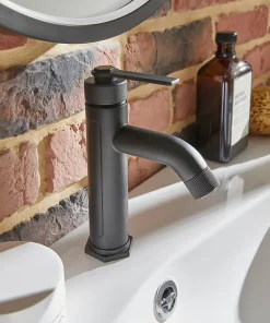 GoodHome Mitigeur de lavabo M noir mat, Selenga