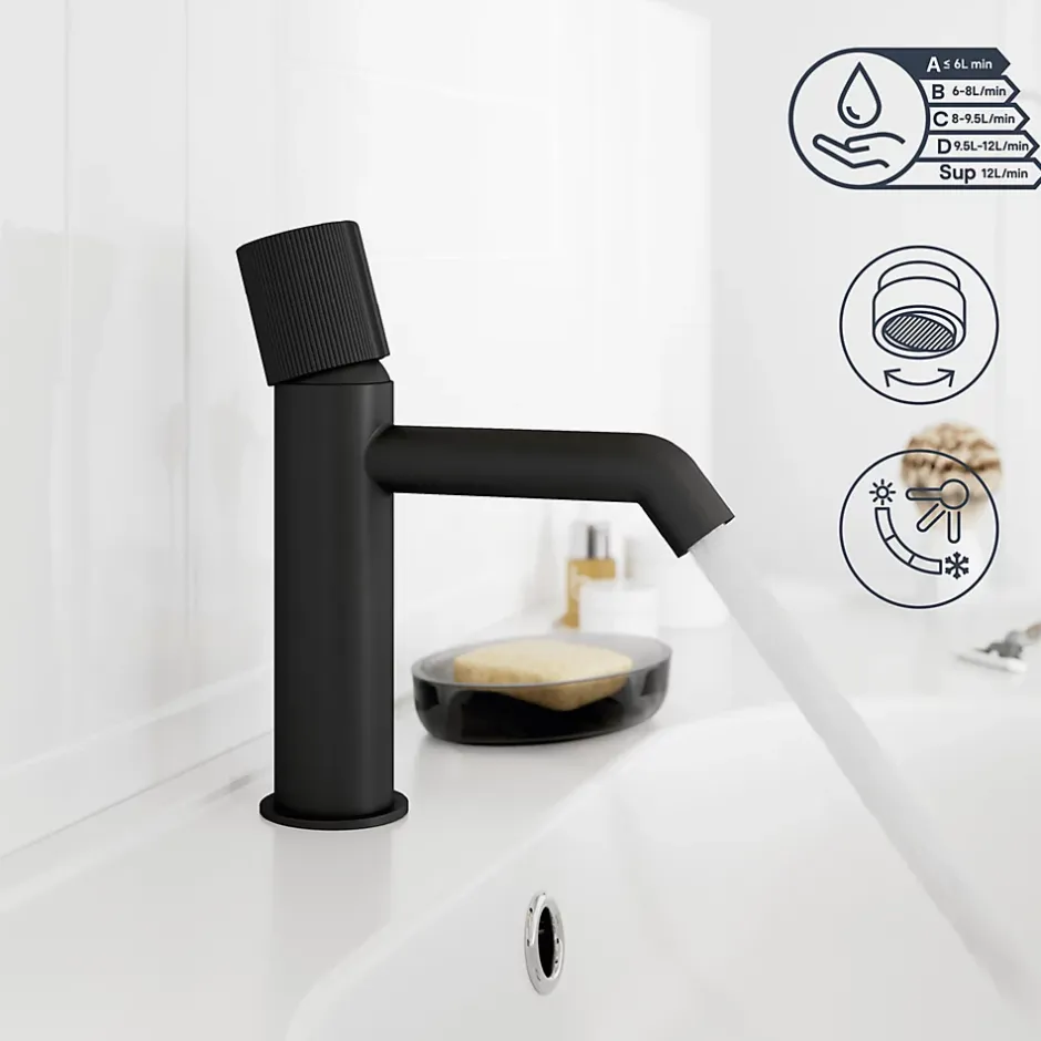 GoodHome Mitigeur de lavabo M, noir, Levanna* Robinet Lavabo Et Vasque
