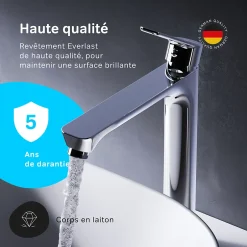Am.Pm Europe Mitigeur de lavabo Mitigeur Salle de Bain Robinet de lavabo, Chromé, taille L, FTA92000 AM.PM* Robinet Lavabo Et Vasque