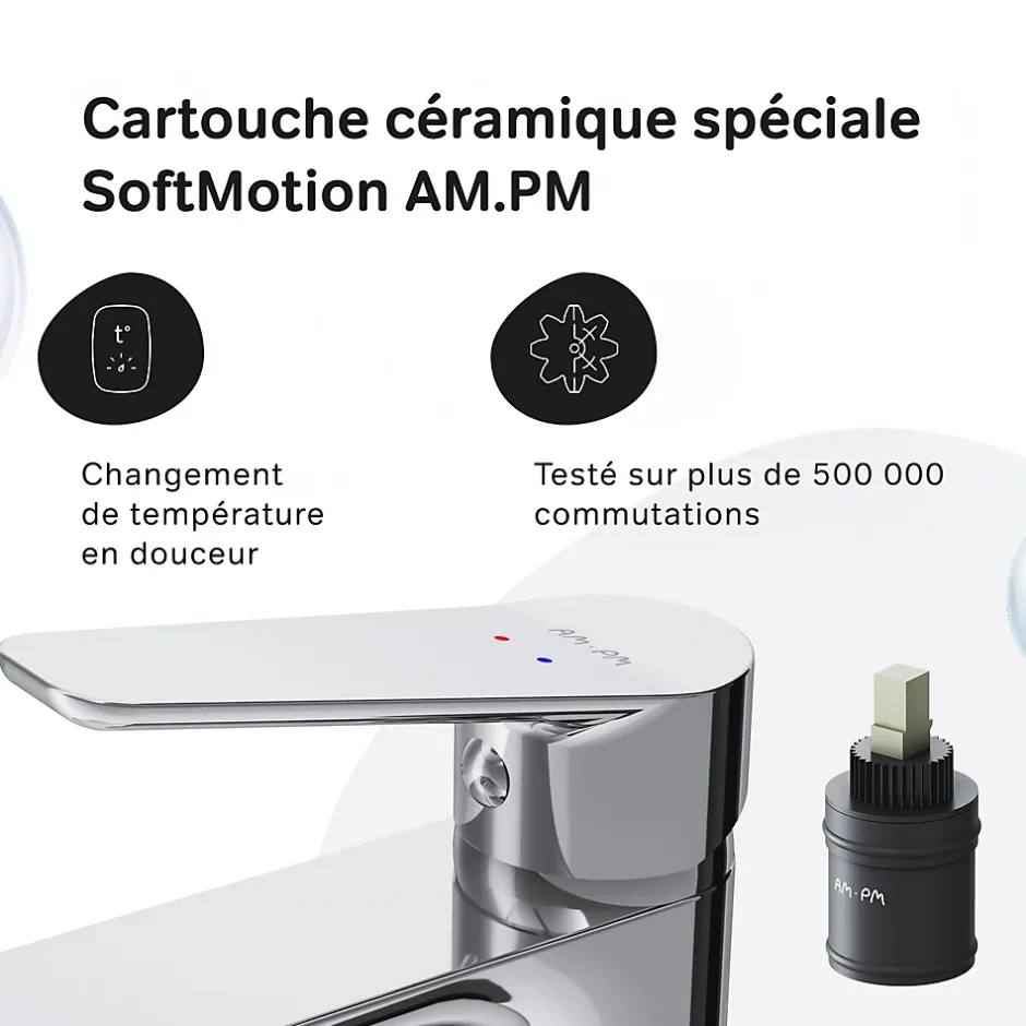 Am.Pm Europe Mitigeur de lavabo Mitigeur Salle de Bain Robinet de lavabo, Chromé, taille L, FTA92000 AM.PM* Robinet Lavabo Et Vasque