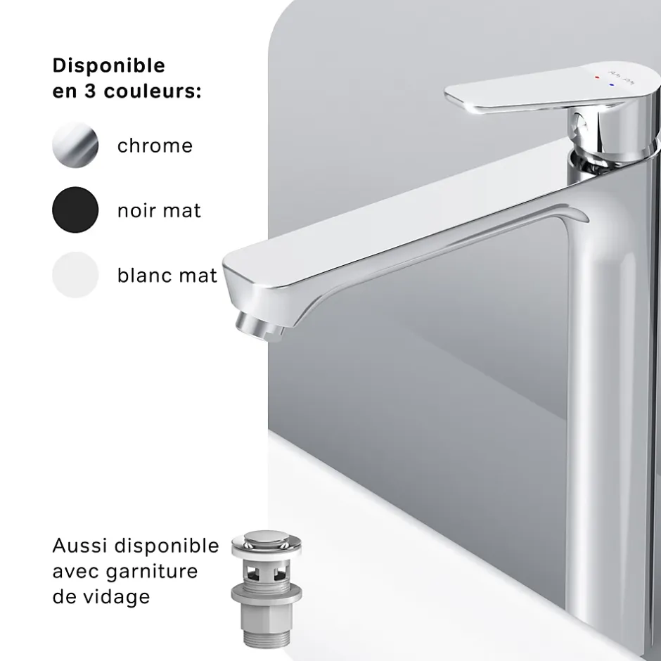 Am.Pm Europe Mitigeur de lavabo Mitigeur Salle de Bain Robinet de lavabo, Chromé, taille L, FTA92000 AM.PM* Robinet Lavabo Et Vasque