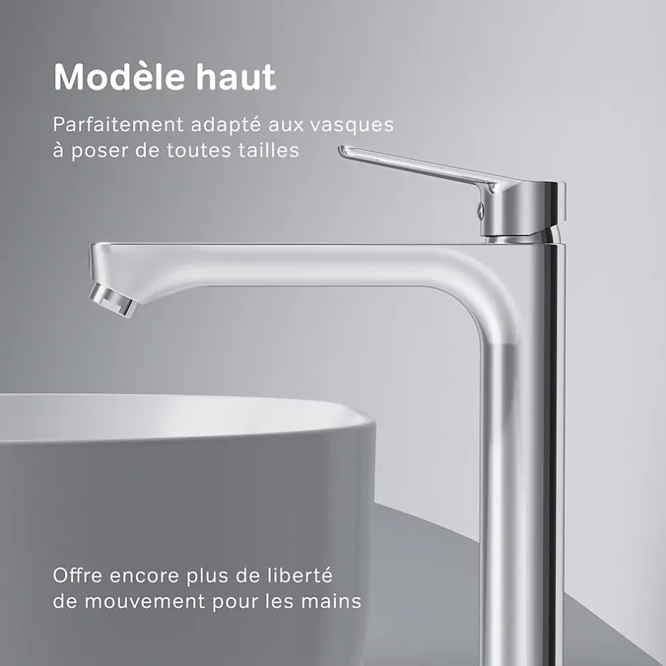 Am.Pm Europe Mitigeur de lavabo Mitigeur Salle de Bain Robinet de lavabo, Chromé, taille L, FTA92000 AM.PM* Robinet Lavabo Et Vasque
