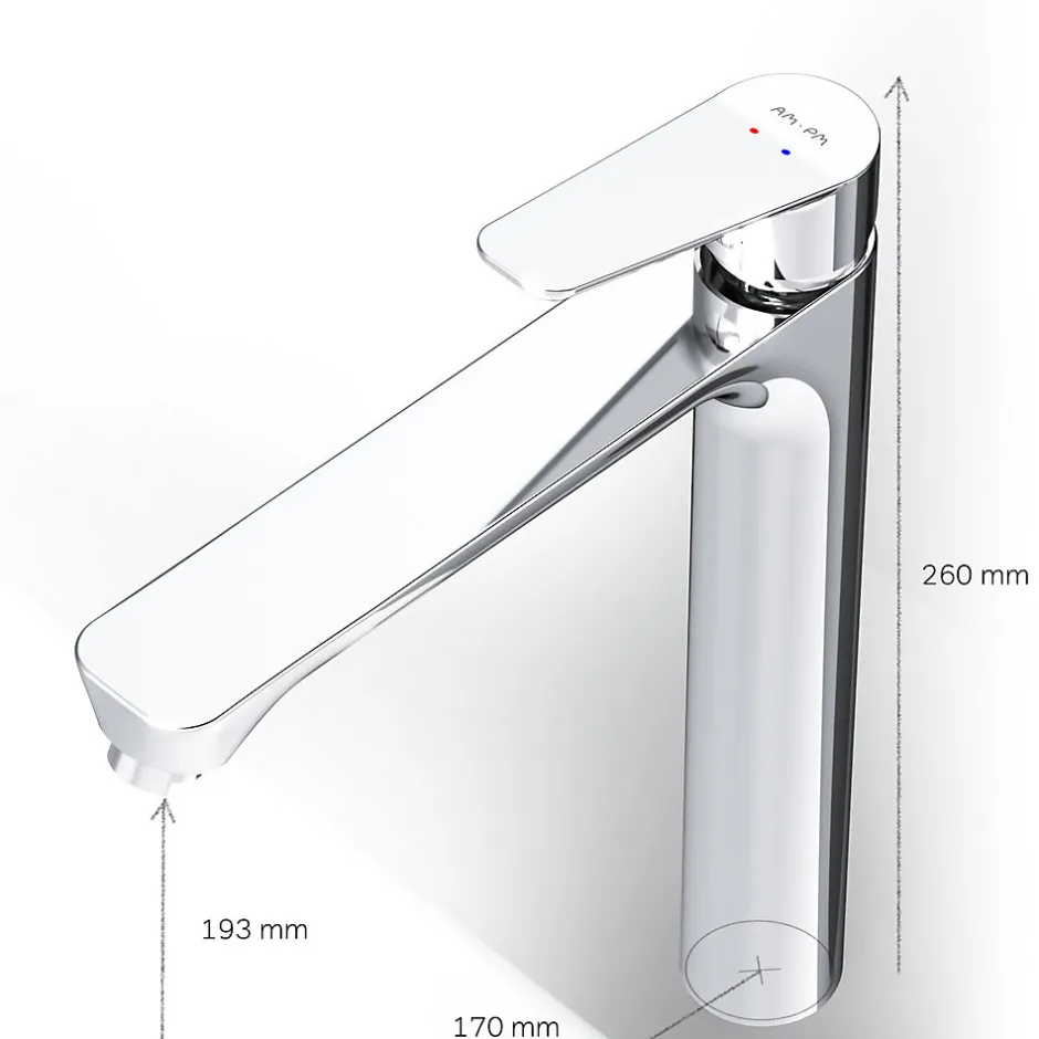 Am.Pm Europe Mitigeur de lavabo Mitigeur Salle de Bain Robinet de lavabo, Chromé, taille L, FTA92000 AM.PM* Robinet Lavabo Et Vasque