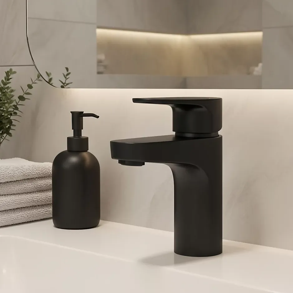 GoodHome Mitigeur de lavabo noir Cavally S