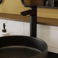GoodHome Mitigeur de lavabo noir Cavally XL* Robinet Lavabo Et Vasque