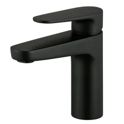 GoodHome Mitigeur de lavabo noir taille M avec bonde clic-clac, Cavally