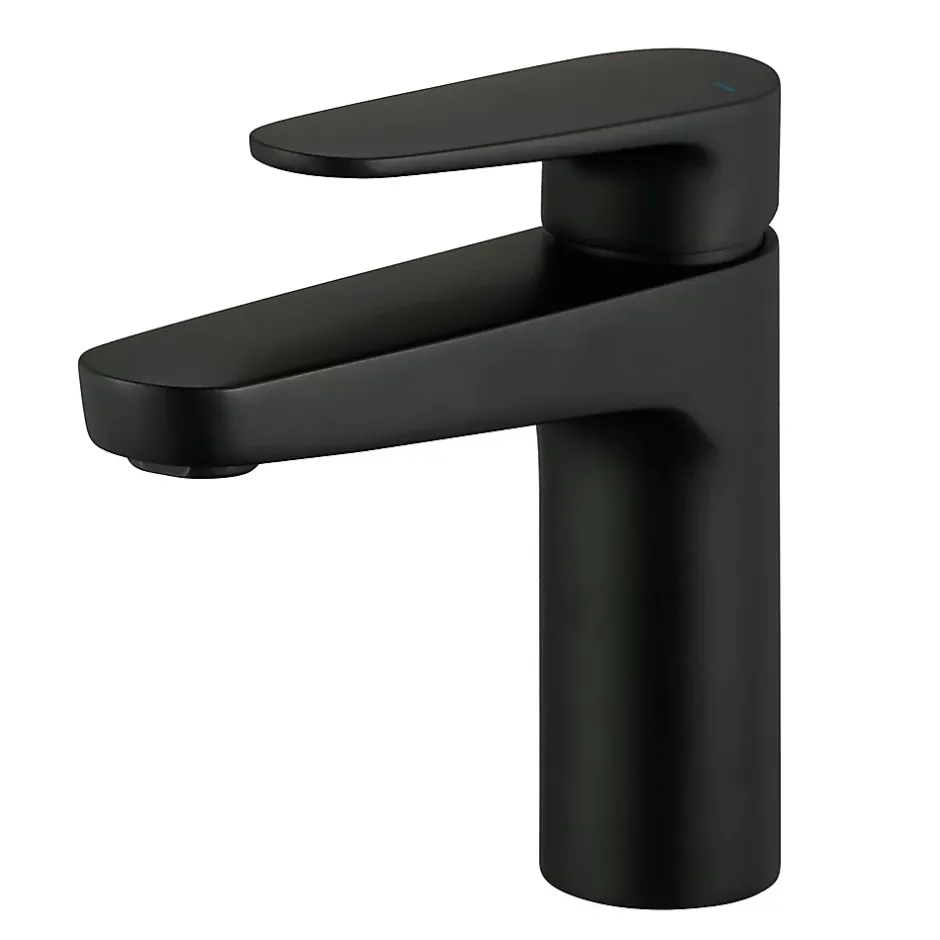 GoodHome Mitigeur de lavabo noir taille M avec bonde clic-clac, Cavally