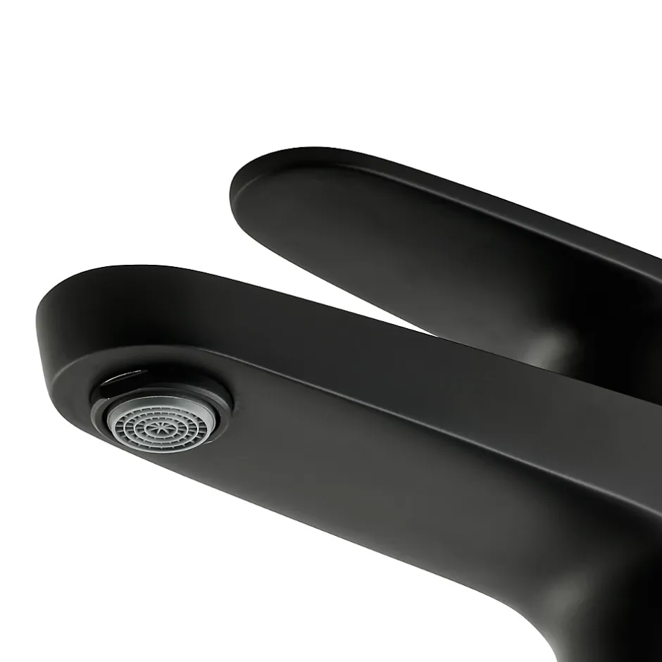 GoodHome Mitigeur de lavabo noir taille M avec bonde clic-clac, Cavally