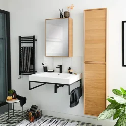 GoodHome Mitigeur de lavabo noir taille M avec bonde clic-clac, Cavally