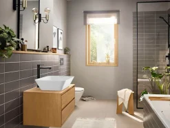 Hansgrohe Mitigeur de lavabo pour vasque à poser avec tirette et vidage noir mat, Rebris E 240 CoolStart* Robinet Lavabo Et Vasque