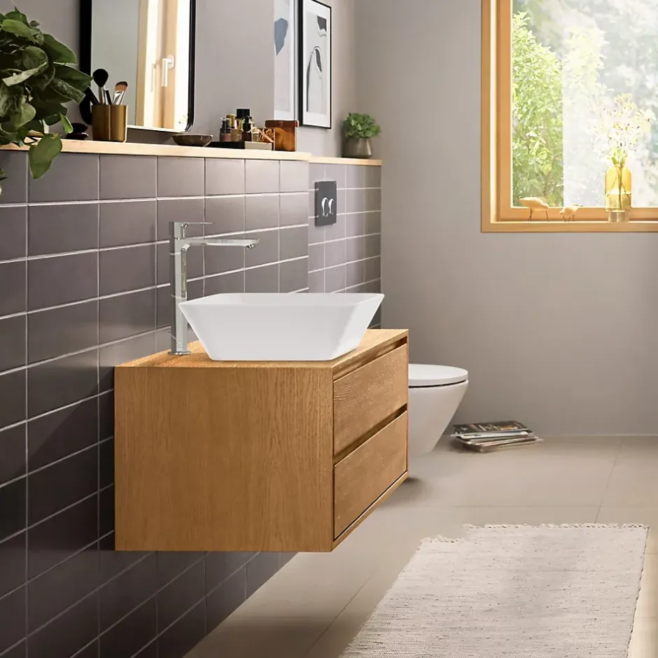 Hansgrohe Mitigeur de lavabo pour vasque à poser avec tirette et vidage chromé, Rebris E 240 CoolStart* Robinet Lavabo Et Vasque