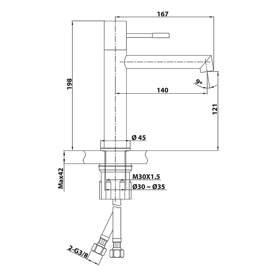 Schulte Mitigeur De Lavabo Kadia M - Noir Mat* Robinet Lavabo Et Vasque