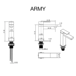 Poalgi Mitigeur de lavabo SKY BATH or brossé PVD Inox S304 série Army