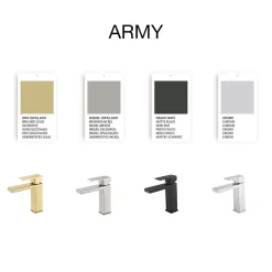 Poalgi Mitigeur de lavabo SKY BATH or brossé PVD Inox S304 série Army