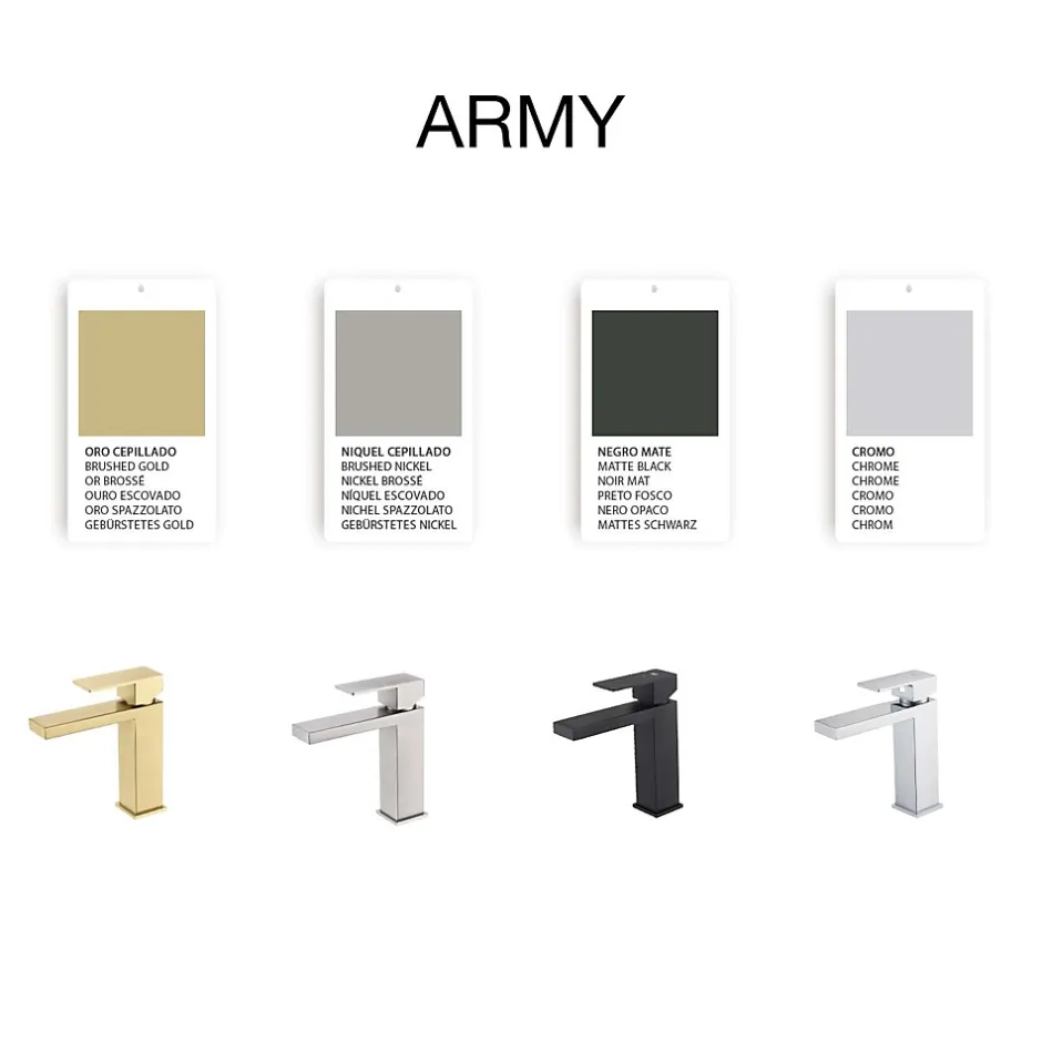 Poalgi Mitigeur de lavabo SKY BATH or brossé PVD Inox S304 série Army