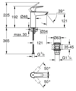 Grohe Mitigeur de lavabo taille M, noir, Start* Robinet Lavabo Et Vasque