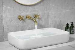 Edouard Rousseau Mitigeur de lavabo Wall en or brossé* Robinet Lavabo Et Vasque