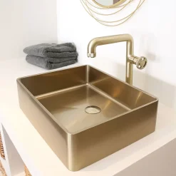 Essebagno Mitigeur de lavabo XL H.32 cm, doré, Factory* Robinet Lavabo Et Vasque