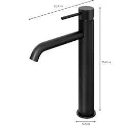 GoodHome Mitigeur de lavabo XL H.25,6 cm, noir mat, Owens