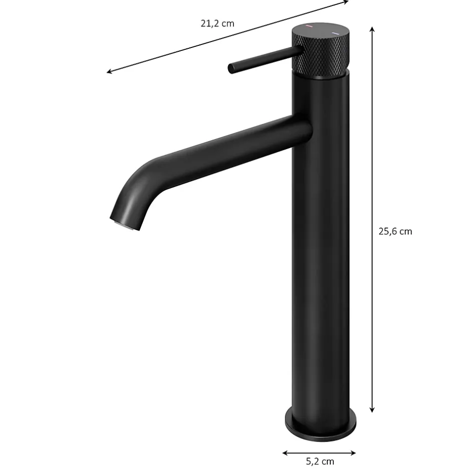 GoodHome Mitigeur de lavabo XL H.25,6 cm, noir mat, Owens
