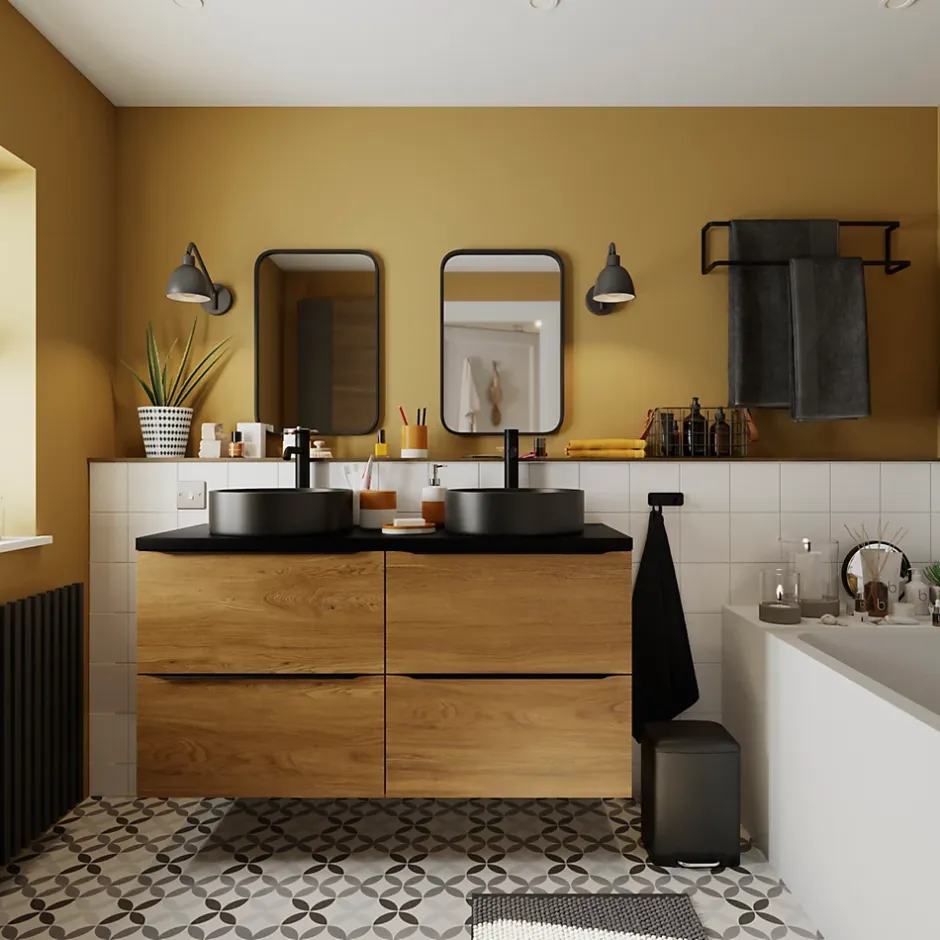 GoodHome Mitigeur de lavabo XL H.25,6 cm, noir mat, Owens