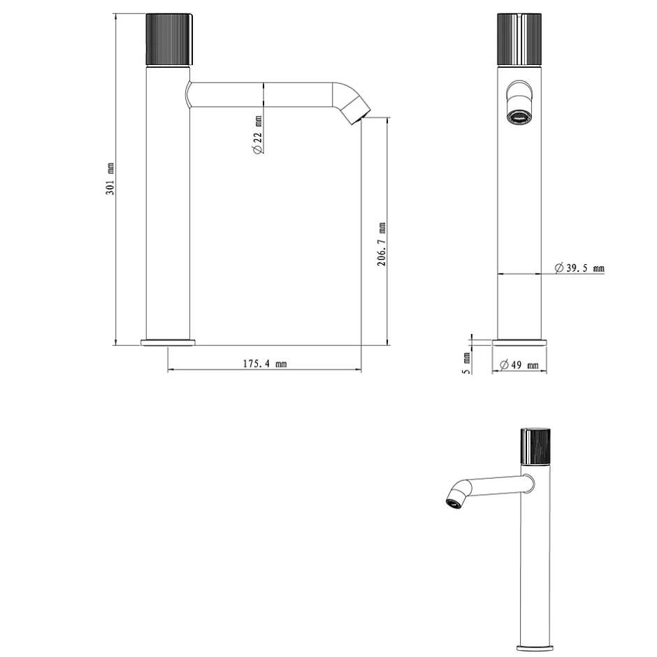 GoodHome Mitigeur de lavabo XL, noir, Levanna