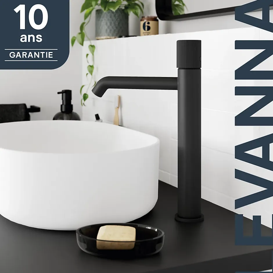 GoodHome Mitigeur de lavabo XL, noir, Levanna