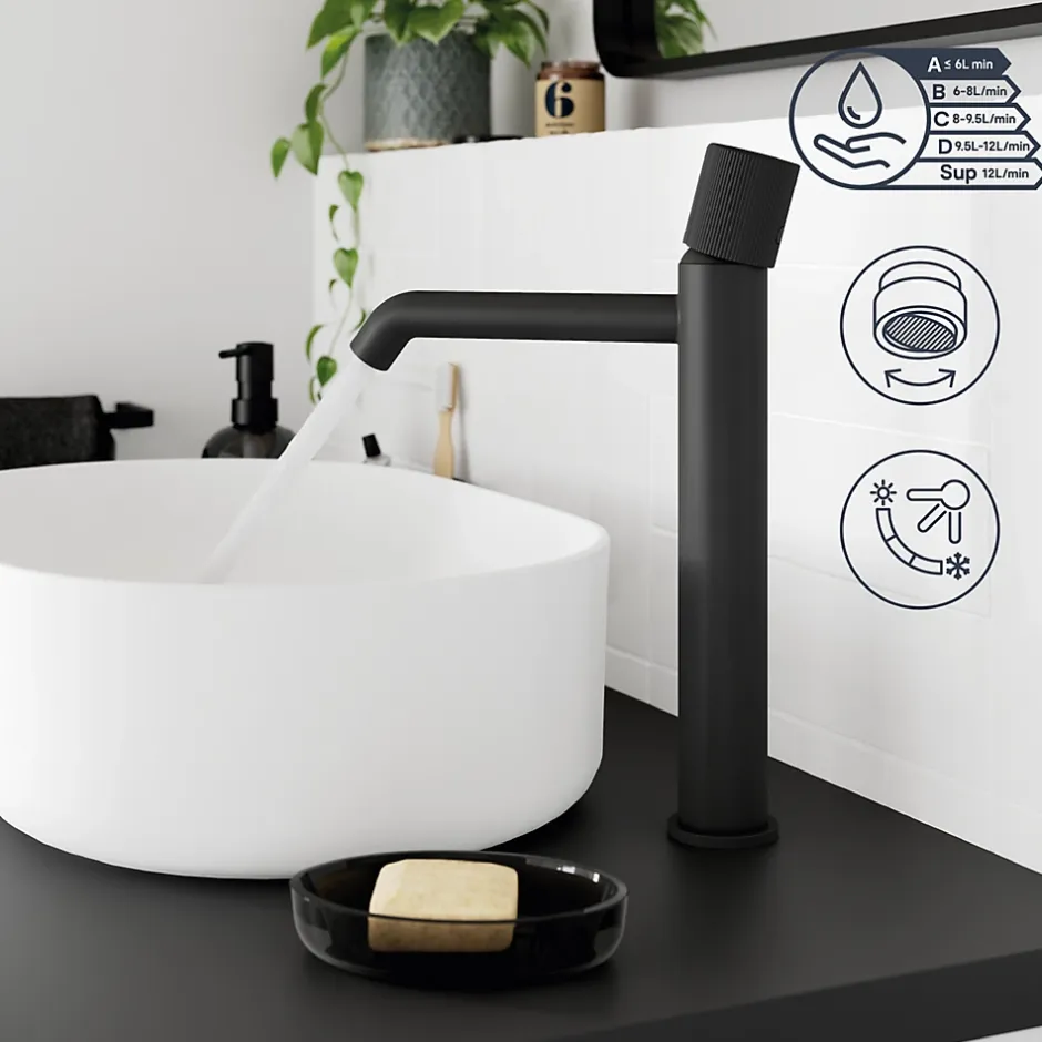 GoodHome Mitigeur de lavabo XL, noir, Levanna