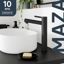 GoodHome Mitigeur de lavabo XL, noir mat, Maza