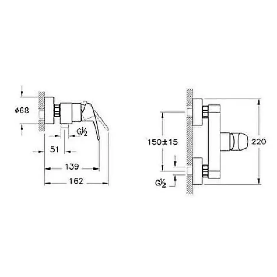 Vitra Mitigeur douche avec cartouche 1 2 C2 ÉCO A42930EKF