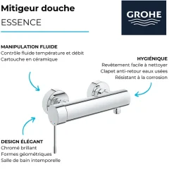 Grohe Mitigeur douche Essence Hard Graphite* Robinet De Douche