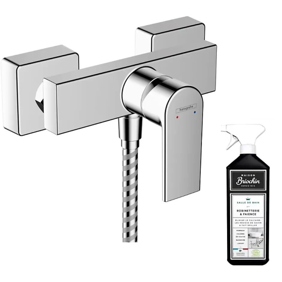 Hansgrohe Mitigeur douche mécanique cartouche 2 vitesses Vernis Shape chromé + nettoyant Briochin* Robinet De Douche