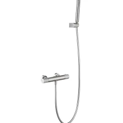 Imex Products Mitigeur douche thermostatique nickel brosse en laiton et zamac avec support et flexible