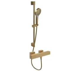 Villeroy & Boch Mitigeur douche thermostatique VILLEROY ET BOCH Universal rectangle + Ensemble de douche Verve Showers 3 jets Or brossé* Colonne De Douche Thermostatique
