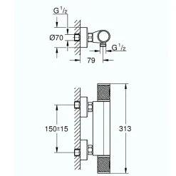 Grohe Mitigeur douche thermostatique Quickfix Precision Feel + microfibre* Robinet De Douche