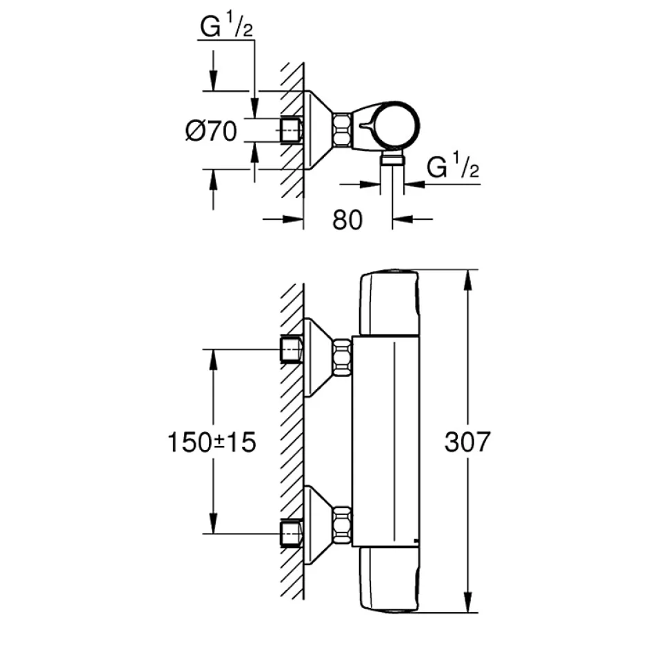 Grohe Mitigeur douche thermostatique Quickfix Precision Trend + microfibre