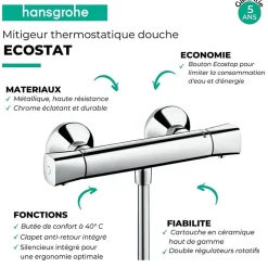 Hansgrohe Mitigeur douche thermostatique Ecostat Universal chromé* Robinet De Douche