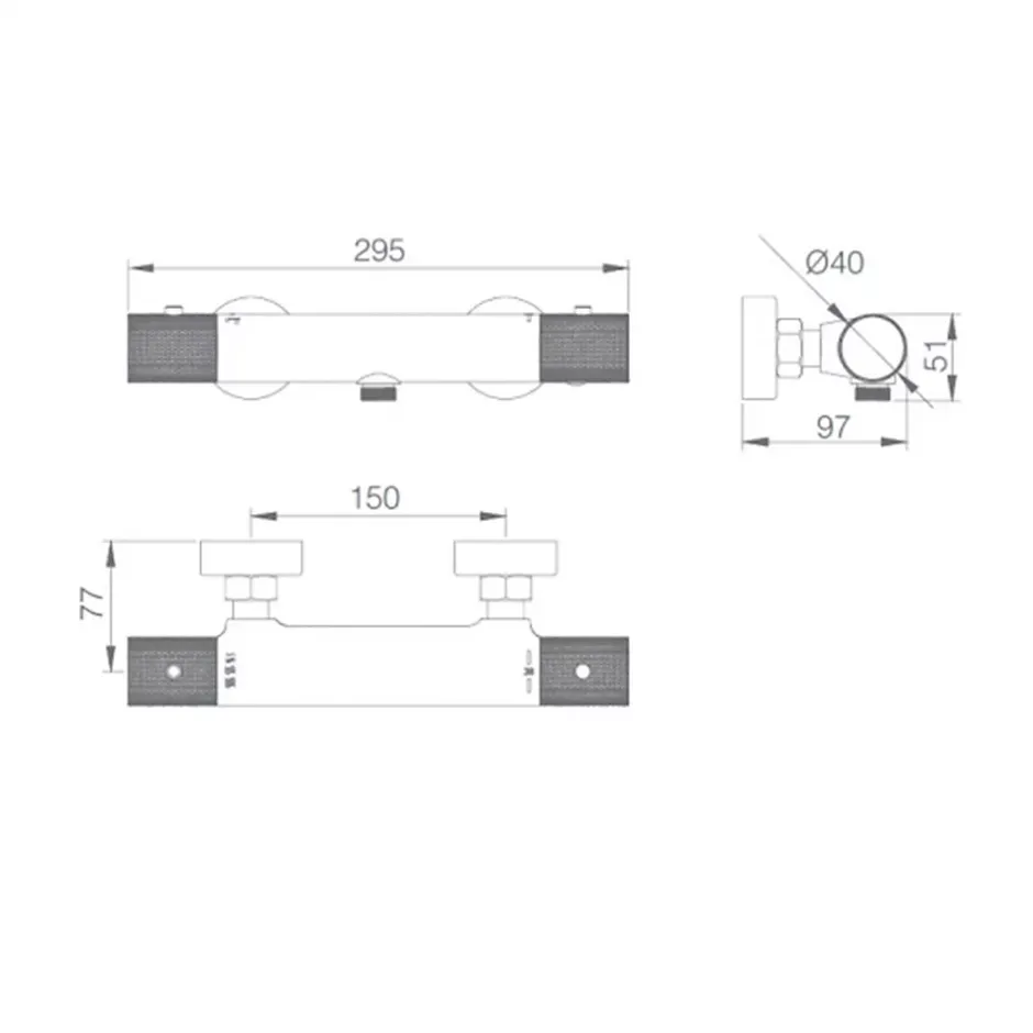 Imex Products Mitigeur douche thermostatique noir mat en laiton et zamac avec support ABS