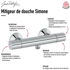 Jacob Delafon Mitigeur douche thermostatique Simone chrome