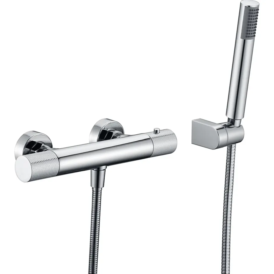 Imex Products Mitigeur douche thermostatique chrome en laiton et zama avec flexible metal 180 cm
