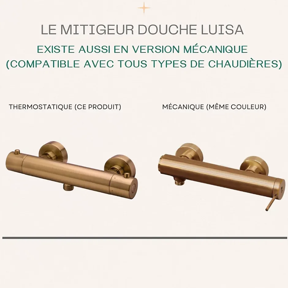 Essebagno Mitigeur douche thermostatique cuivre brossé Luisa* Robinet De Douche