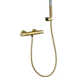 Imex Products Mitigeur douche thermostatique or brosse en laiton avec support ABS et flexible PVC