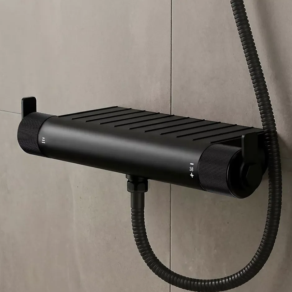GoodHome Mitigeur douche thermostatique noir Selenga* Robinet De Douche