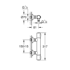 Grohe Mitigeur douche thermostatique Quickfix Precision Flow + nettoyant GrohClean* Robinet De Douche