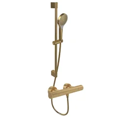 Villeroy & Boch Mitigeur douche thermostatique VILLEROY ET BOCH Universal rond + Ensemble de douche Verve Showers 3 jets Or brossé* Colonne De Douche Thermostatique