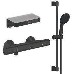 Grohe Mitigeur douche thermostatique Precision Start + Ensemblede douche avec barre 2 jets + Panier douche* Colonne De Douche Thermostatique