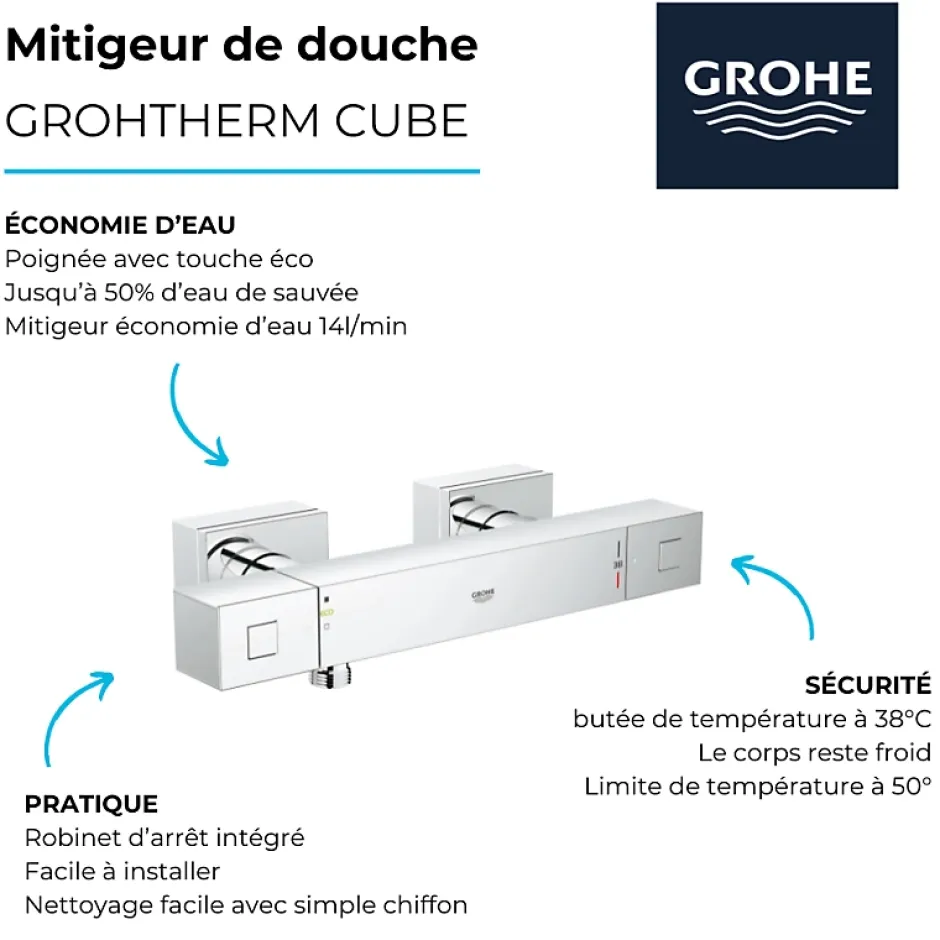Grohe Mitigeur douche thermostatique Grohtherm cube