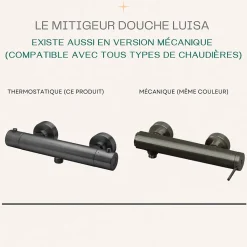 Essebagno Mitigeur douche thermostatique gun métal Luisa* Robinet De Douche